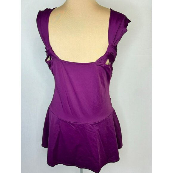 Swimsuits For All Plum Purple Ruched Pleated Swim Dress Size 18 - Picture 5 of 10